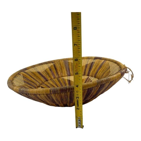 Vintage Pima Coiled Woven Gathering Basket Star Design Centerpiece Large 12" - Picture 4 of 5